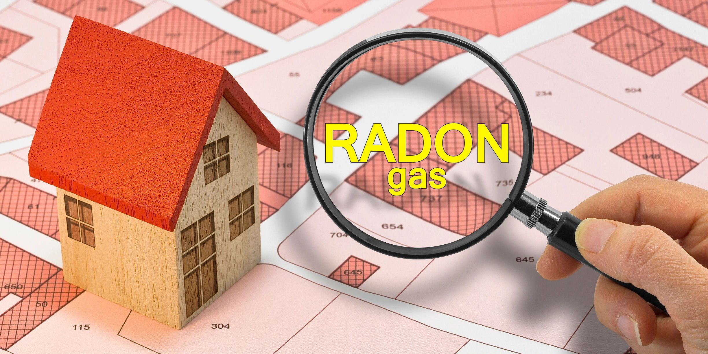 House radon gas detection magnifying glass